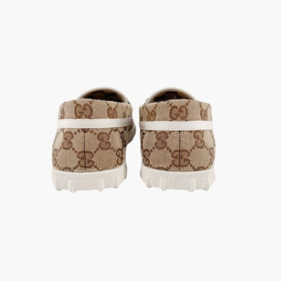 Gucci Interlocking G Horsebit Driving Loafers EU 37 US 7 Beige GG Monogram Flat - Picture 8 of 13